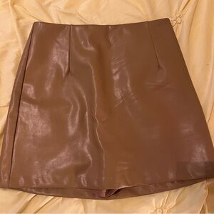 Abercrombie brown leather mini skort